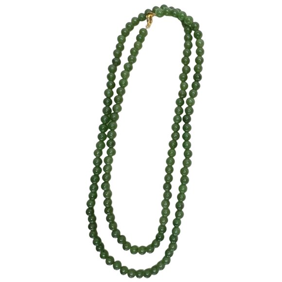 LONG AUTHENTIC JADE NECKLACE 31' - Picture 1 of 5